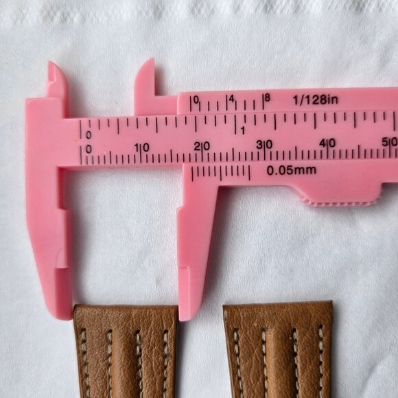 Vintage COPAX leather watch band strap brown tan camel stitched gold detail - Picture 4 of 5